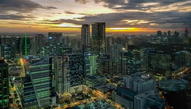 City skyline at night