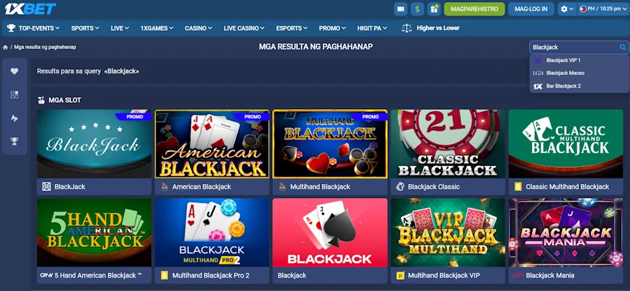 Blackjack tables