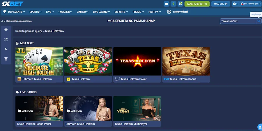 Texas Hold'em tables
