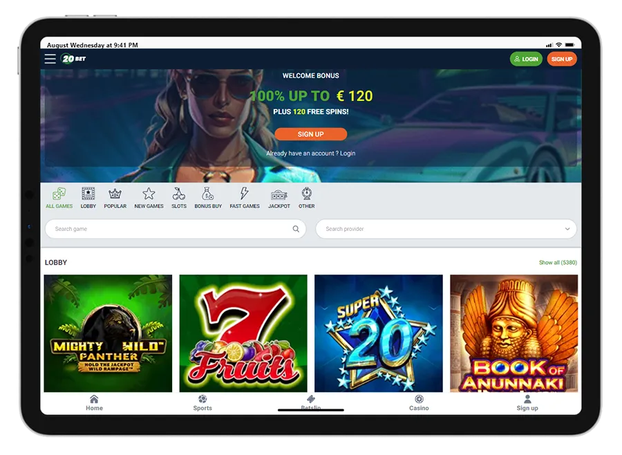 20Bet on iPad