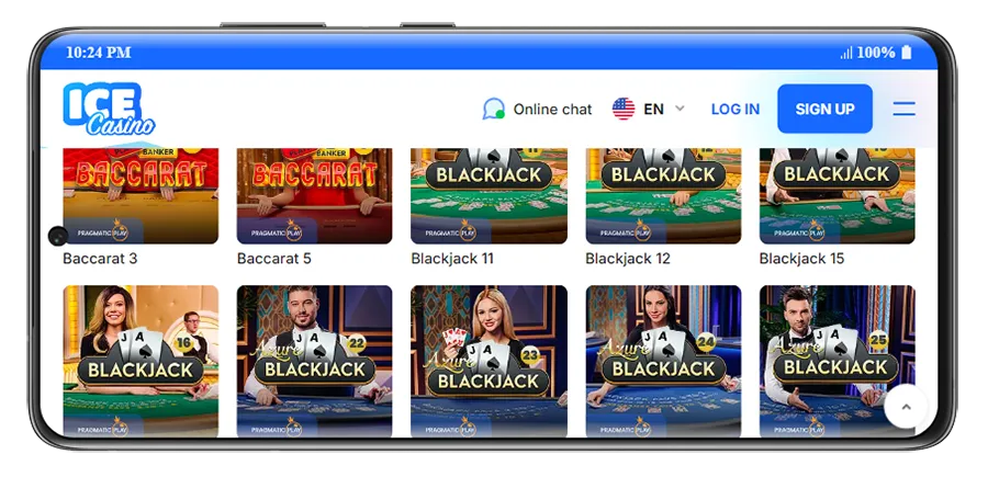 Live casino on mobile