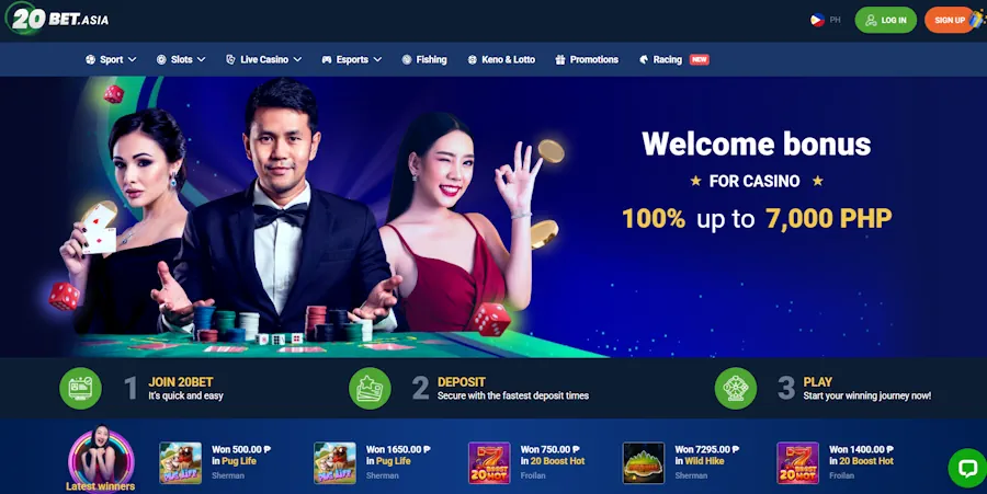 20Bet deposit screen